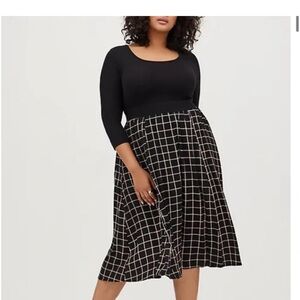 Torrid Black and White Checkered Midi Dress